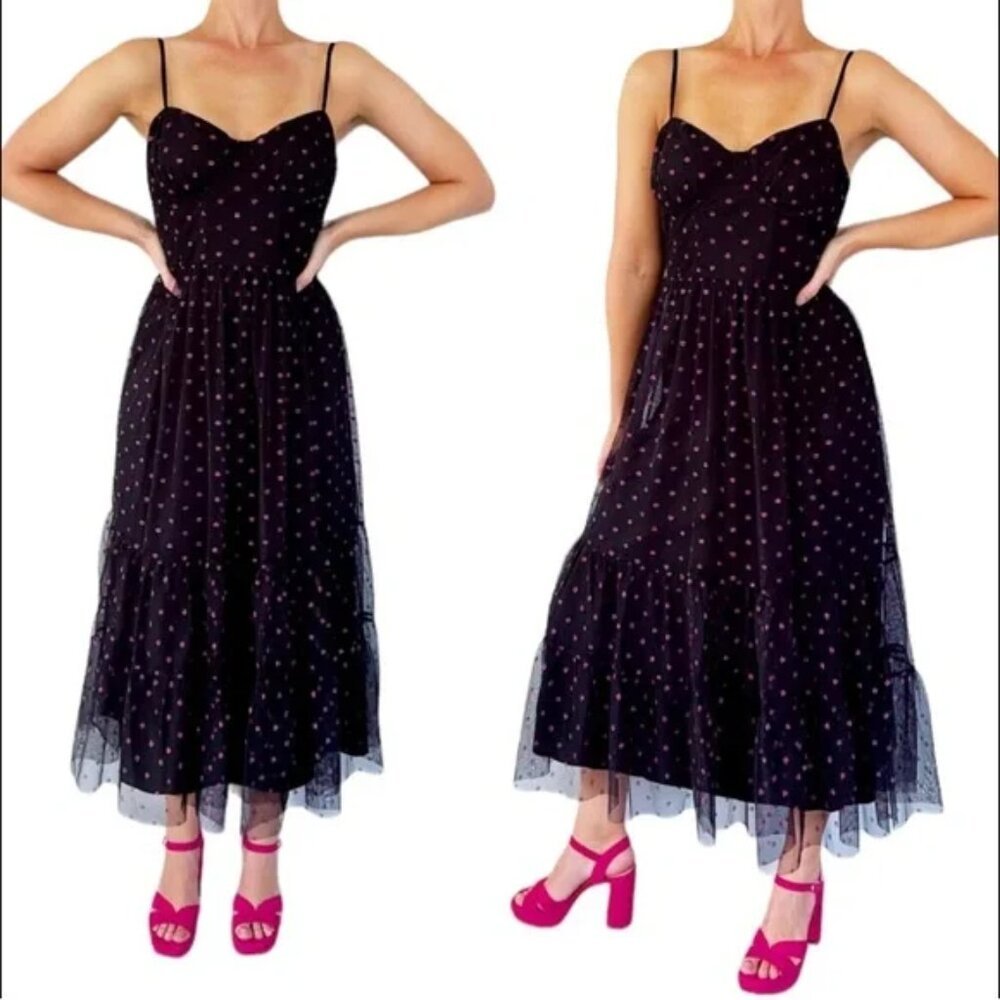 Betsey Johnson Raven Black Lip Print Midi Dress 4